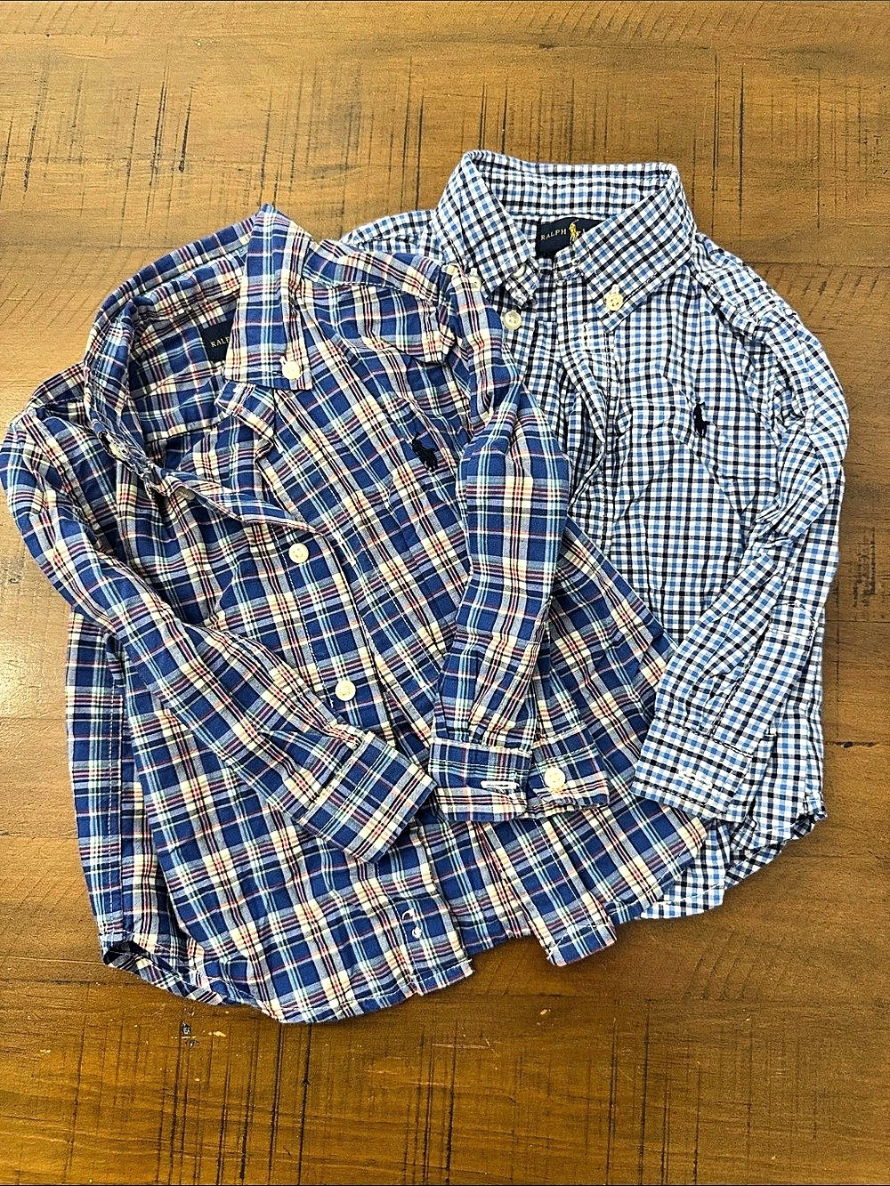 Ralph Lauren Boys 18M Blue Plaid Button Down Shirts